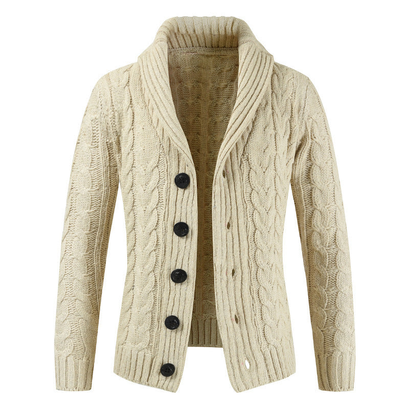 Men's lapel cardigan knitted sweater coat