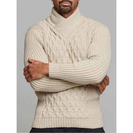 Youth Slim-Fit Sweater Long-Sleeved Check Jacquard Turtleneck Sweater