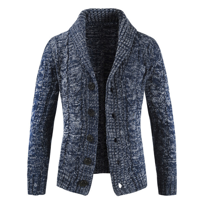 Men's lapel cardigan knitted sweater coat