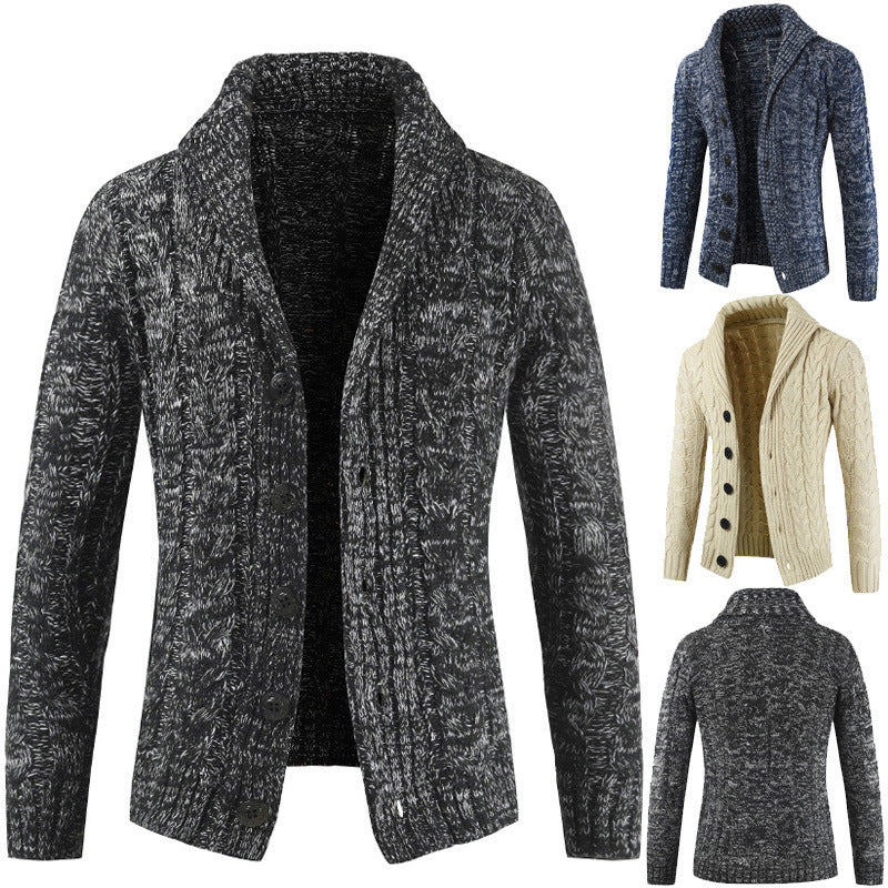 Men's lapel cardigan knitted sweater coat