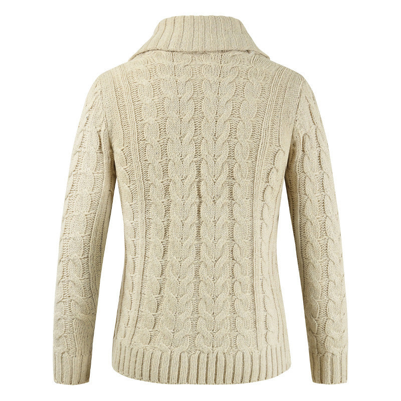 Men's lapel cardigan knitted sweater coat