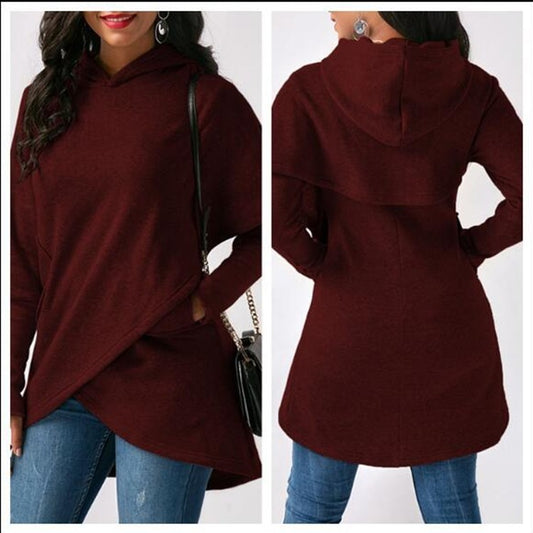 Women's long-sleeved hooded sweater